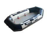 Boatify 7.5ft Inflatable Fishing Boat Raft Dinghy Pontoon with Air Floor with Motor Bracket-Black and White