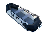 Boatify 7.5ft Inflatable Fishing Boat Raft Dinghy Pontoon with Air Floor with Motor Bracket-Black and White