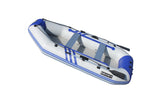 Boatify 9.8ft Inflatable Fishing Boat Raft Dinghy Pontoon Kayak with Air Floor with Motor Bracket-Grey and Blue