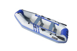 Boatify 9.8ft Inflatable Fishing Boat Raft Dinghy Pontoon Kayak with Air Floor with Motor Bracket-Grey and Blue